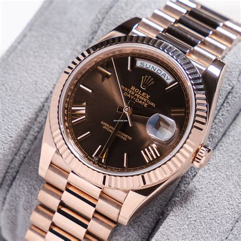 rolex day date 40 rose gold chocolate dial|Rolex Day-Date 40 mm.